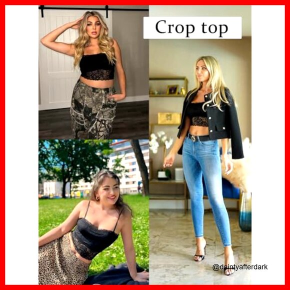 Lace Bralette Camisole Spaghetti Strap Tank Top Backless Crop - Picture 5 of 7